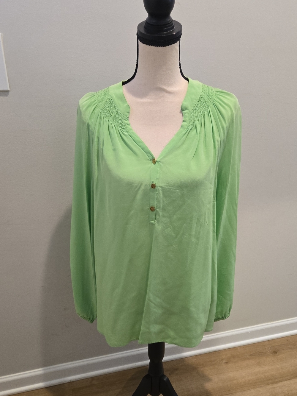 Lilly Pulitzer Mint Green Long-Sleeve Button Front Blouse